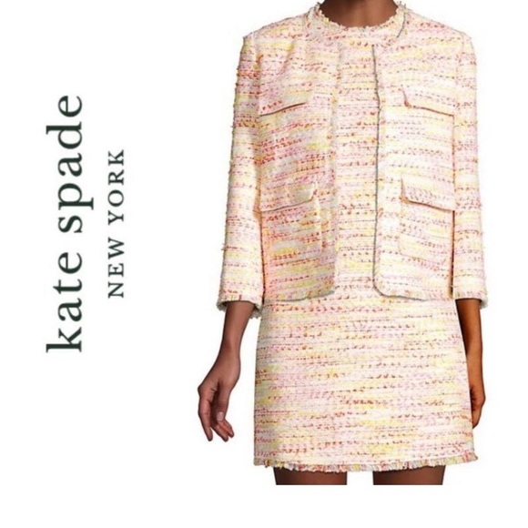 Kate spade New York Tweed Open Front Blazer Jacket, Size 10 - Picture 2 of 15